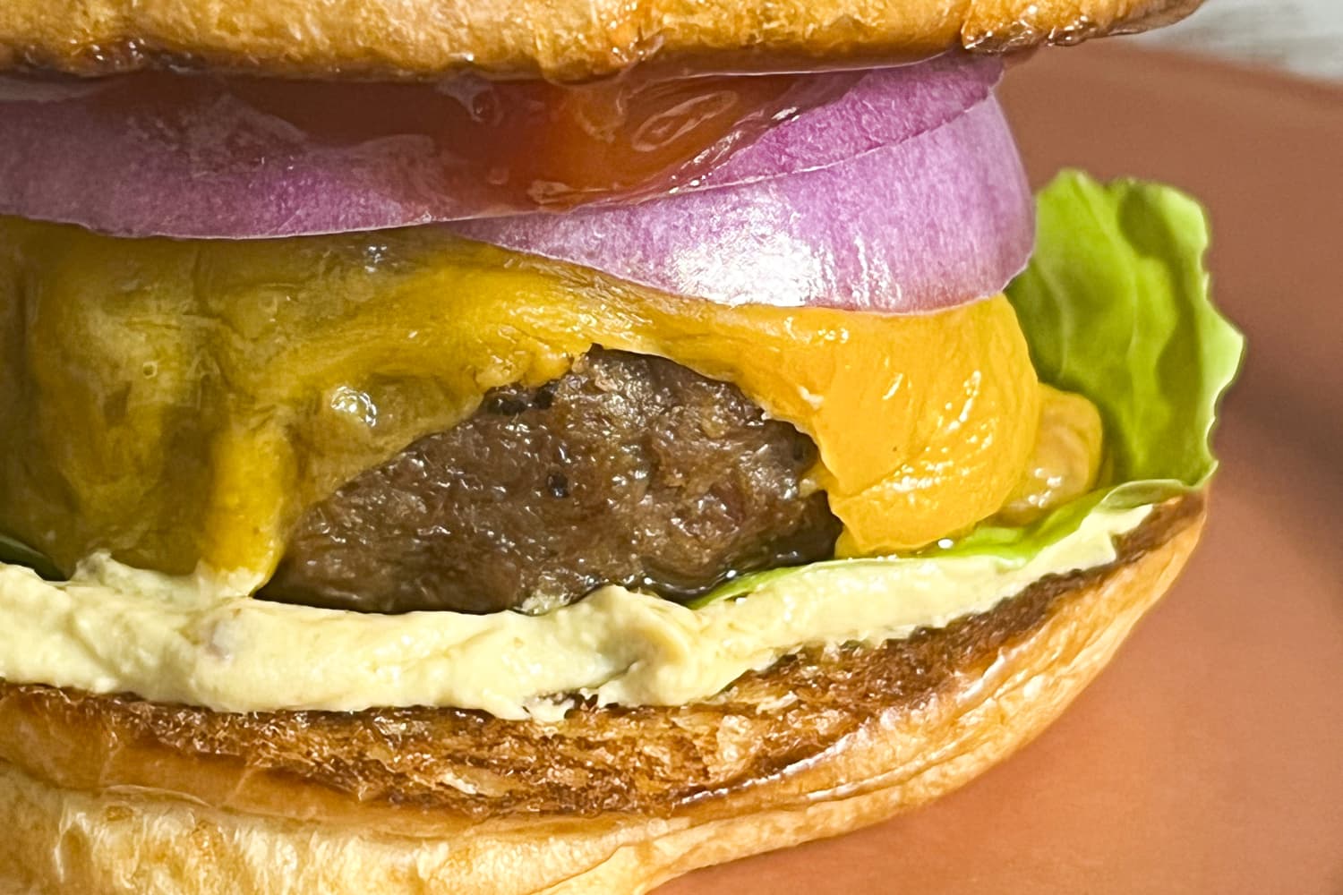 Cheeseburger in air fryer top